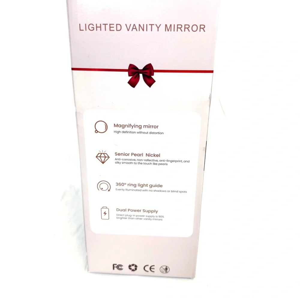 VESAUR Lighted Vanity Mirror with LED Ring, Nickel Finish, Magnifying Makeup Mir